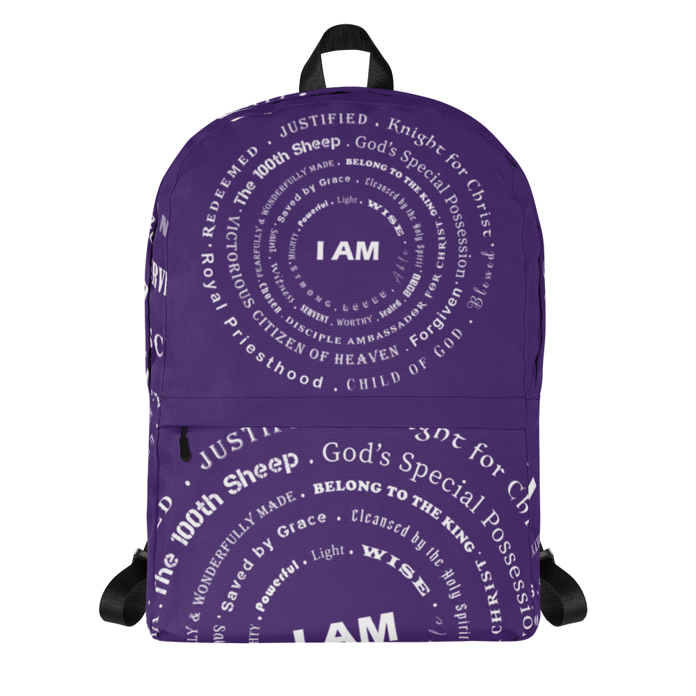I AM Backpack w/pocket Purple
