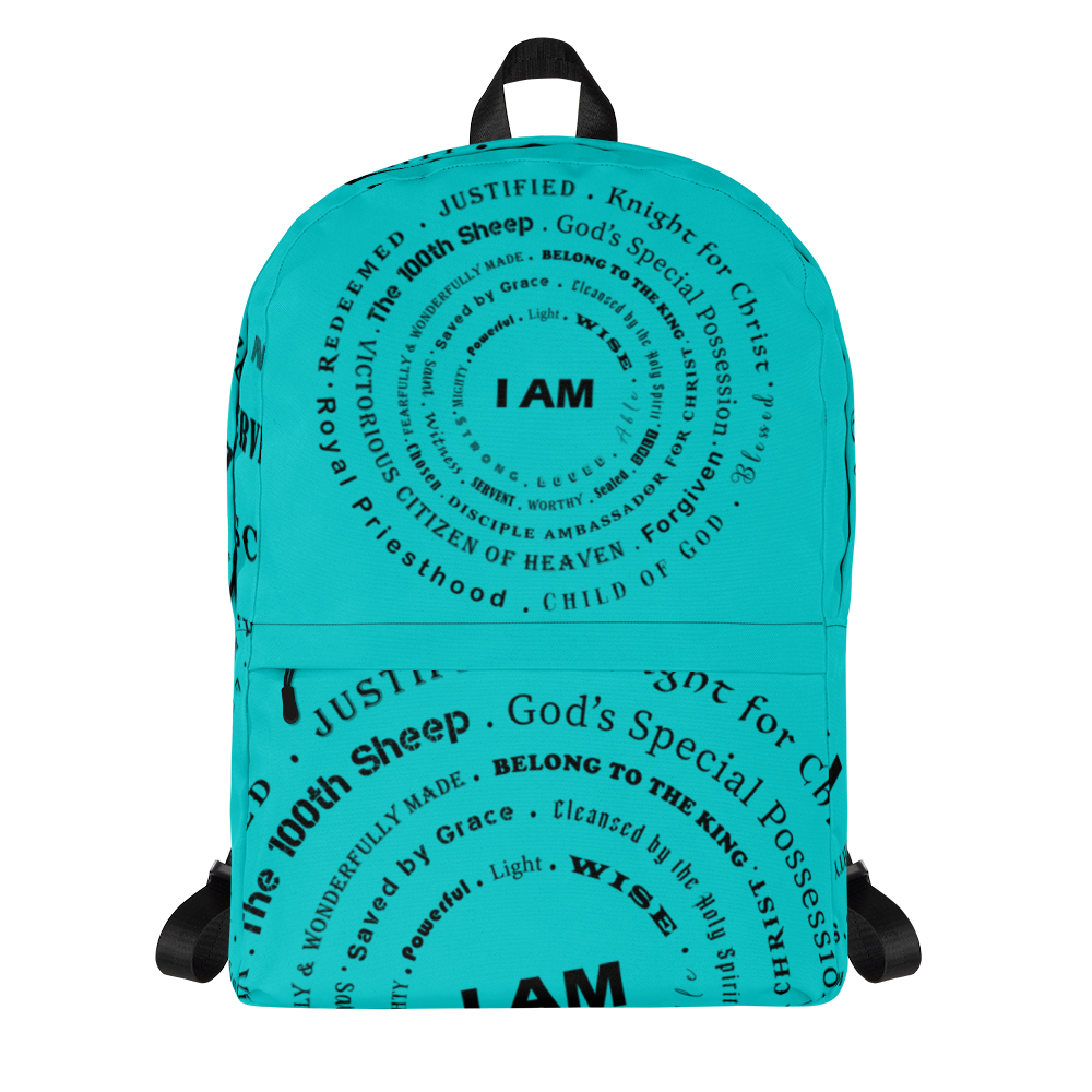 I AM Backpack w/pocket Dark Turquoise