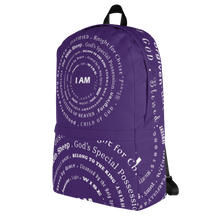 Load image into Gallery viewer, I AM Backpack w/pocket Purple
