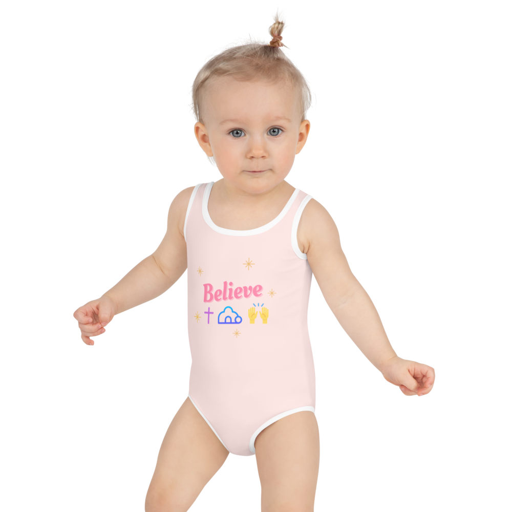 Believe All-Over Print Kids Swimsuit