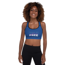 Load image into Gallery viewer, Jesus set me free Padded Sports Bra Royal Blue
