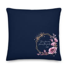 Load image into Gallery viewer, She is more precious than jewels Premium Pillows Navy
