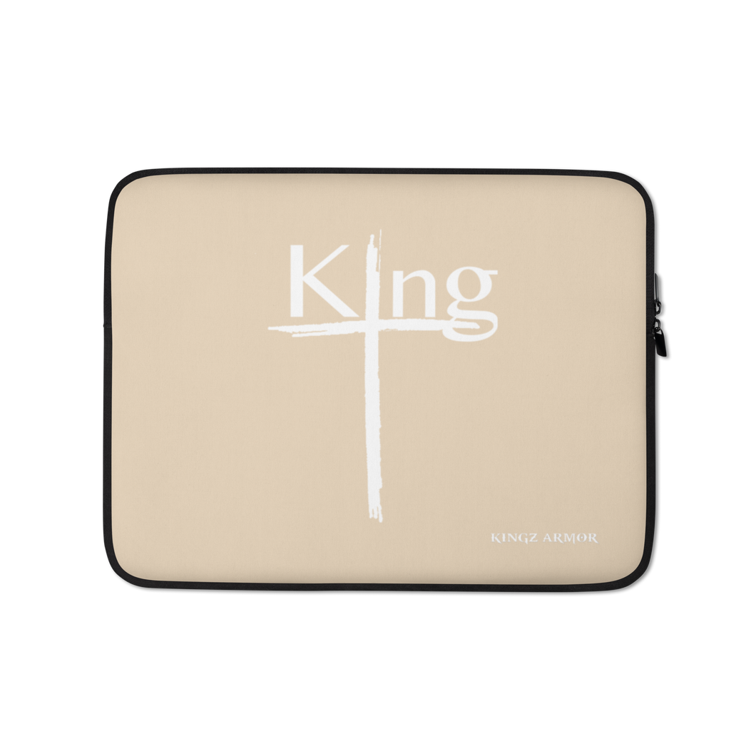 King Laptop Sleeve white font champagne