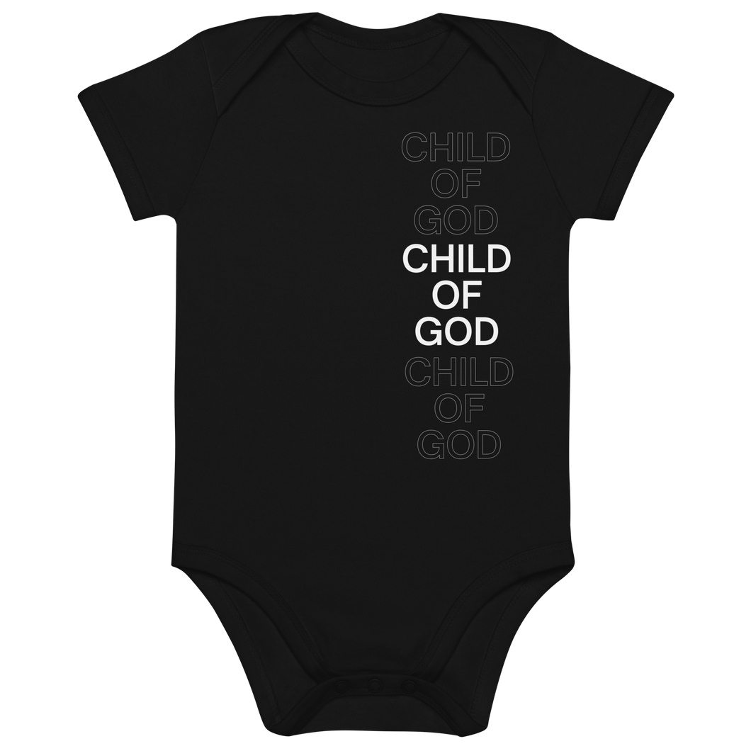 Child of God Organic cotton baby bodysuit Black & White