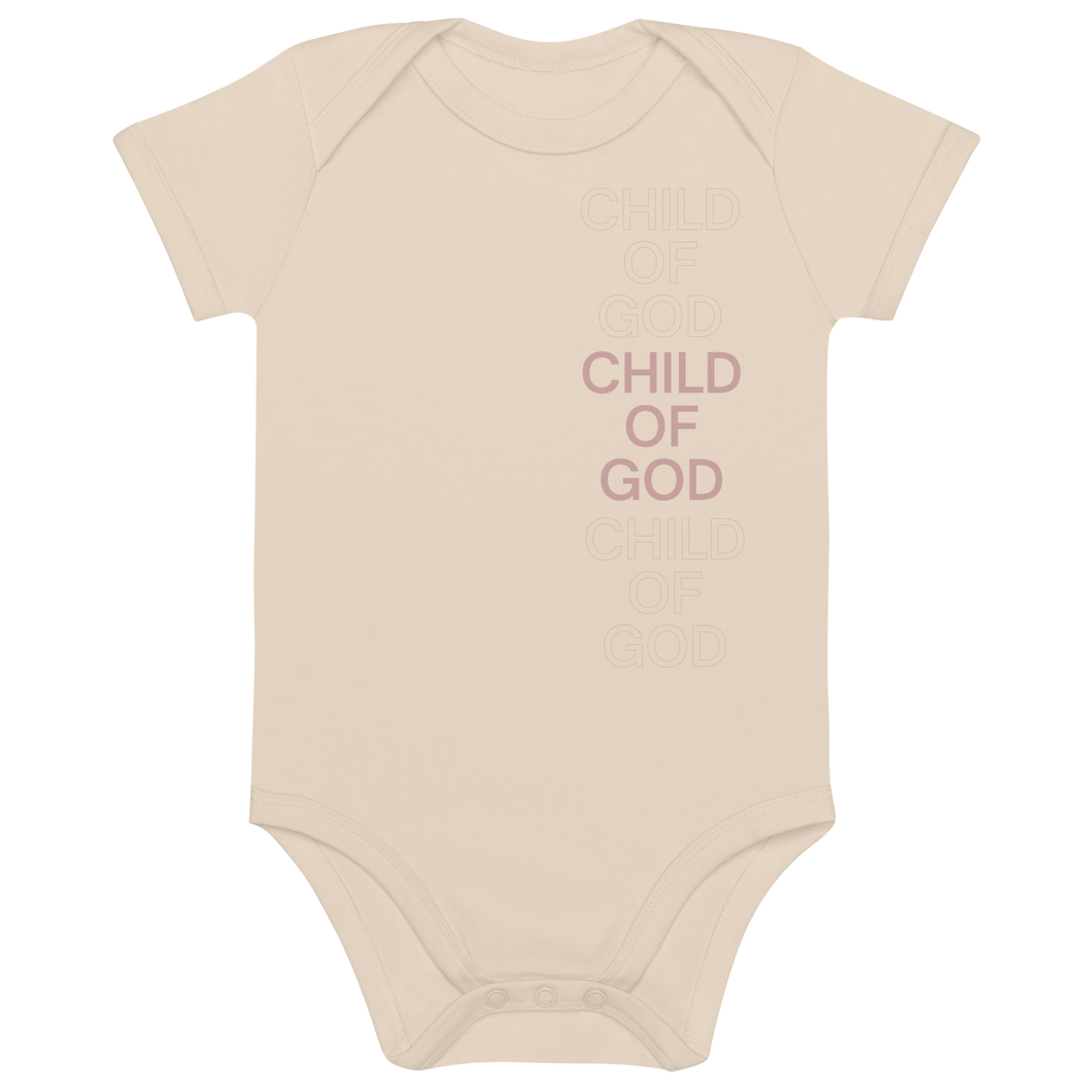 Child of God Organic cotton baby bodysuit Rose