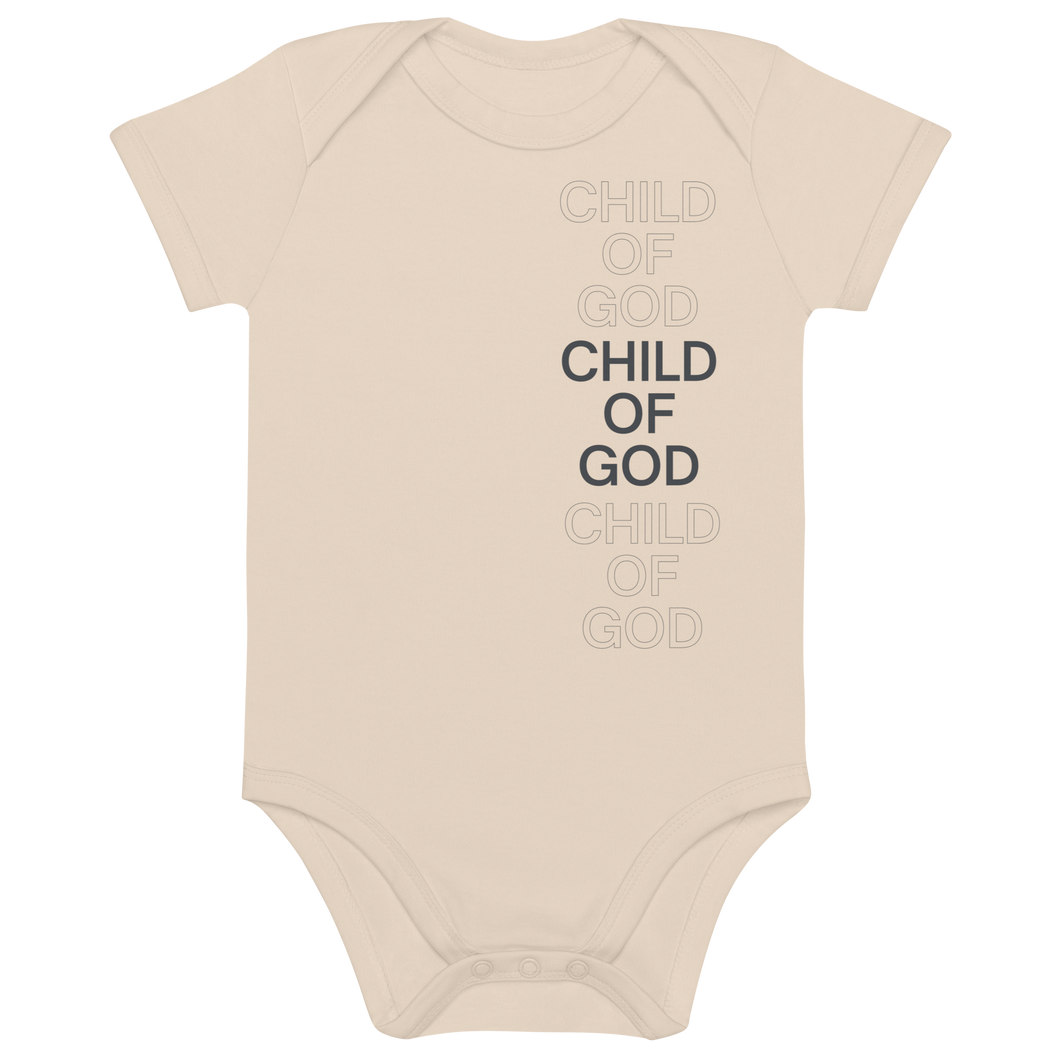 Child of God Organic cotton baby bodysuit Gray