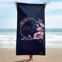 Load image into Gallery viewer, She is more precious than jewels Towel Navy
