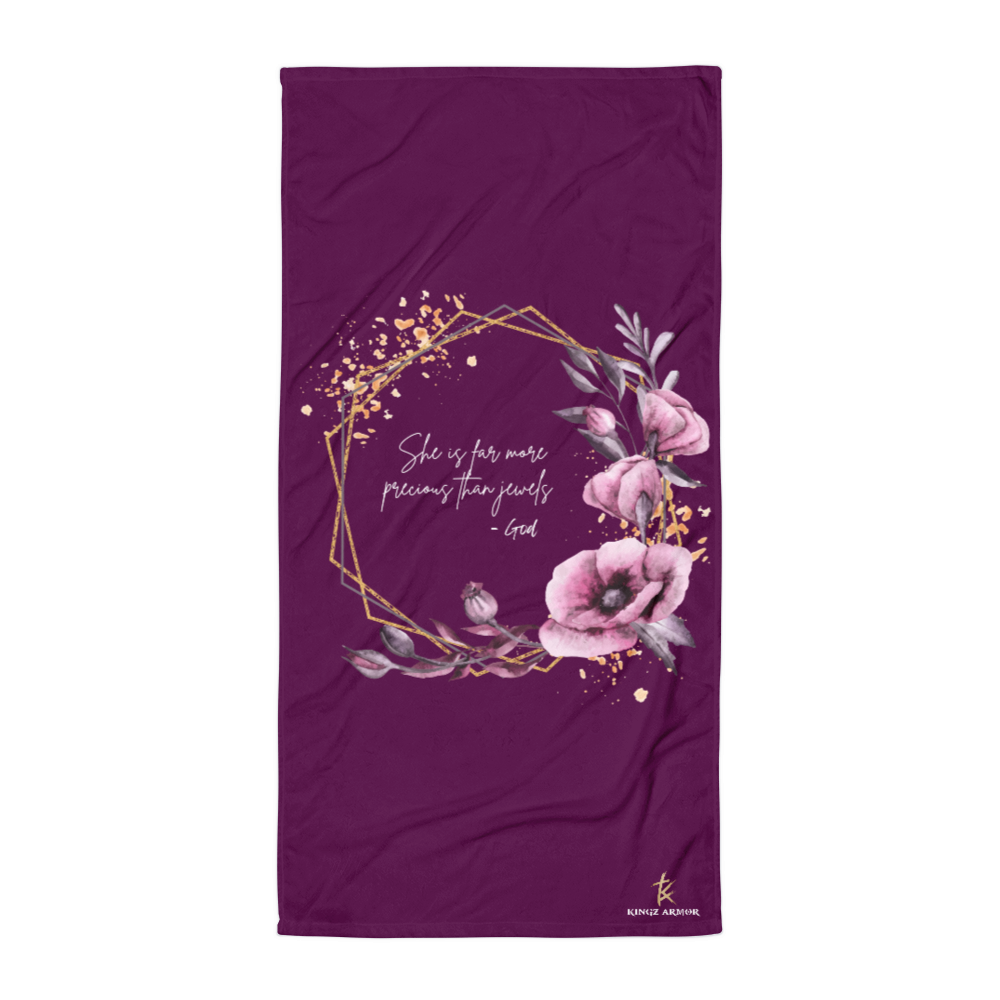 She is more precious than jewels Towel Tyrian Purple