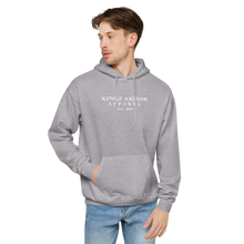 Load image into Gallery viewer, Unisex Kingz Armor Est white font fleece hoodie
