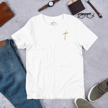 Load image into Gallery viewer, He is Risen Small Cross Short-sleeve unisex t-shirt

