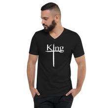 Load image into Gallery viewer, King Unisex Short Sleeve V-Neck T-Shirt White Font
