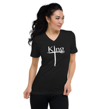 Load image into Gallery viewer, King Unisex Short Sleeve V-Neck T-Shirt White Font
