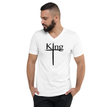 Load image into Gallery viewer, King Unisex Short Sleeve V-Neck T-Shirt blk font
