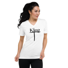Load image into Gallery viewer, King Unisex Short Sleeve V-Neck T-Shirt blk font
