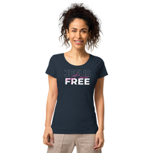 Load image into Gallery viewer, Jesus Set Me Free Women’s basic organic t-shirt
