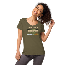 Load image into Gallery viewer, Life is an adventure choose your final destination Women’s fitted v-neck t-shirt
