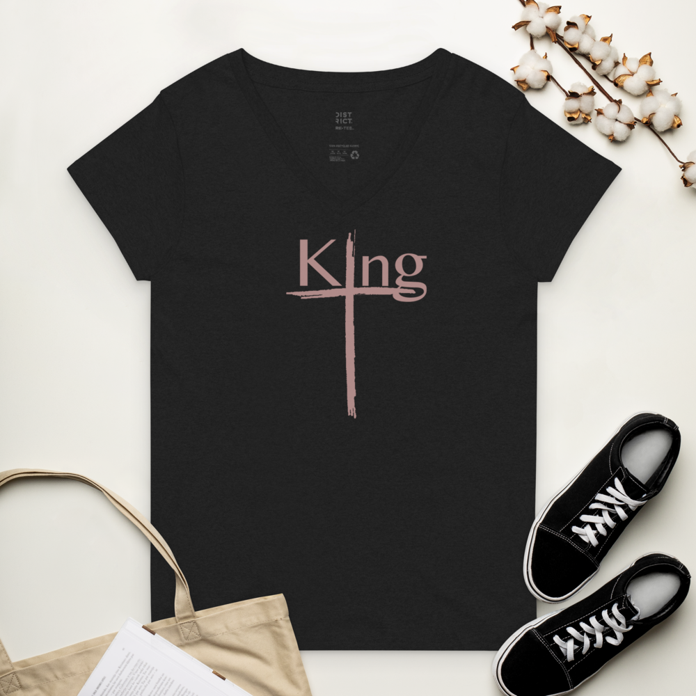 King Women’s recycled v-neck t-shirt rose