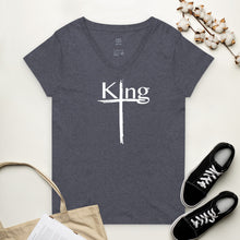 Load image into Gallery viewer, King Women’s recycled v-neck t-shirt
