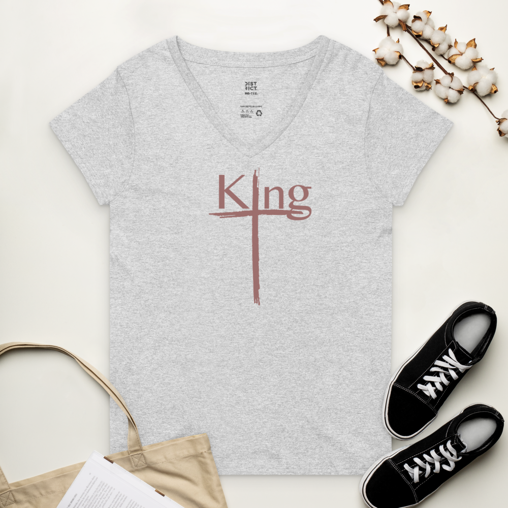 King Women’s recycled v-neck t-shirt rose